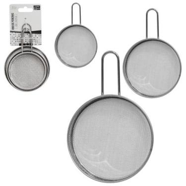 Imagem de Jogo de Peneira Peneirinha Coador Inox para Cozinha 3 Peças - Cosy