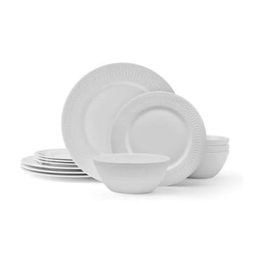 Imagem de Mikasa Levi Bone China Conjunto de louça leve, resistente a lascas, 12 peças, serviço para 4 pessoas