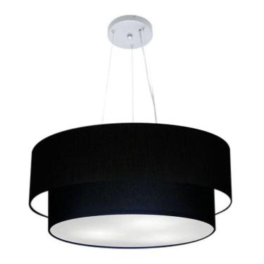 Imagem de Lustre Pendente Duplo Cilíndrico Vivare Md-4370 Cúpula Em Tecido 55x50cm - Bivolt Preto 127/220v