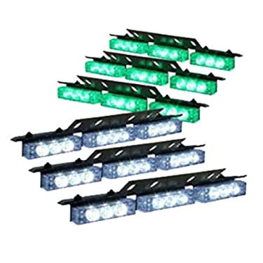Imagem de PACASK 54 luzes estroboscópicas piscantes para veículos de emergência para grade de painel de para-brisa (branco/verde)