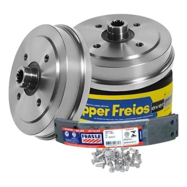 Imagem de Kit Tambores de Freio Traseiro com Cubo + Lonas VW/262 + Rebites – Compatível com Fusca 1300 1500 1600 e Karmann Ghia HF04