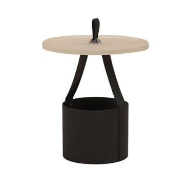 Imagem de Mesa lateral minimalista para sofá, mesa lateral com alça, mini armazenamento portátil minimalista sala de estar pequeno canto redondo (preto)