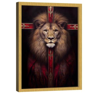 Imagem de Quadro Decorativo Leão Cruz Vermelha