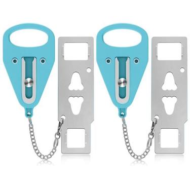 Imagem de Fechadura de porta portátil KUOGO Sturdy Teal, pacote com 2 unidades p