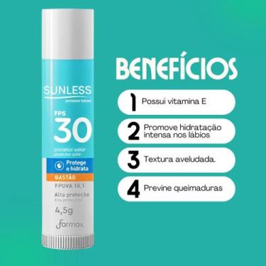 Imagem de Protetor Labial Hidratante em Bastão com Vitamina E FPS 30 4,5g Sunles
