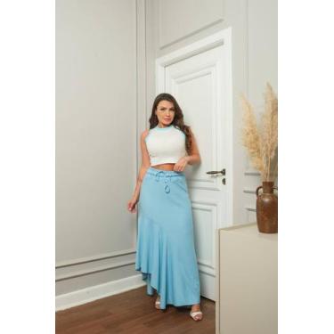 Imagem de Conjunto Saia Longa em Moletom Barra Assimétrica e Regata - luh may, M