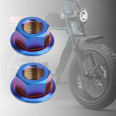 Imagem de YIBEICO 2 peças de porcas de eixo dianteiro de titânio para Super 73 Z1/S1/S2/ZX, 10 mm/3/20.3 cm parafusos azuis porca durável tampa do eixo da roda dianteira, acessórios para Super 73 (azul)