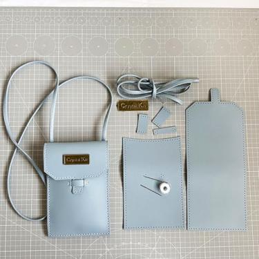 Imagem de Conjunto de tricô DIY kit de crochê feito à mão PU conjunto de costura feminina bolsa transversal conjunto de ferramentas bolsa de artesanato