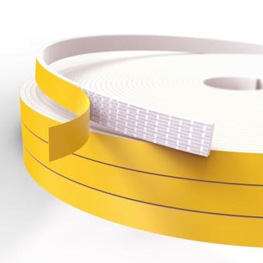 Imagem de Excluidor de rascunho para janelas de portas, 1/10.2 cm x 1/40.6 cm x 49.2 Ft fita de espuma autoadesiva tira de vedação contra intempéries para lacuna branca