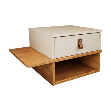 Imagem de Mesa De Cabeceira Basco Com 1 Gaveta Nature/perola