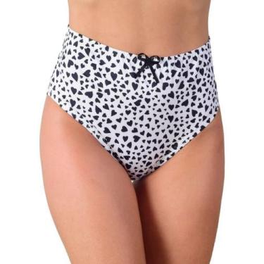 Imagem de Kit 5 Calçolas Plus Size Senhora Microfibra Estampada Cós Alto Veste A