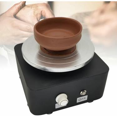 Imagem de FYLFANYAN Máquina elétrica de roda de cerâmica, máquina de cerâmica para fazer argila, máquina formadora de cerâmica de 16 cm, ferramenta de argila faça você mesmo, mini máquina de fundição, para