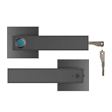 Imagem de Fechadura eletrônica inteligente semicondutor com alça de impressão digital com chaves para quarto de escritório em casa (cor: prata) (preto)