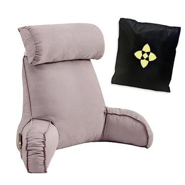 Imagem de Almofada de leitura para descanso de cama, almofada de suporte lombar, almofada de aconchego, travesseiro de cadeira de cama com braços, travesseiro de cintura de sofá com travesseiro redondo