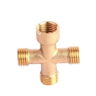 Imagem de OROAOBOMT 2 peças M14 Rosca Latão 4 Way Cross Connector Adaptador de Água Pulverizador Divisor Cabeça de Sopro Peças Acessórios de Aspersão