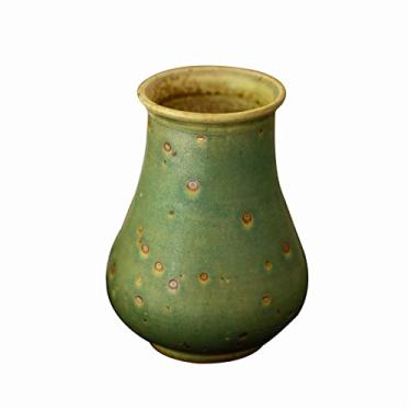 Imagem de Yalych Vaso decoração escritório vaso artesanal jingdezhen cerâmica áspera pequeno vaso antigo estilo japonês antigo vaso de cerâmica chinesa decoração de sala de estar decoração de casa (cor: verde)