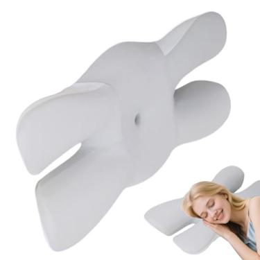 Imagem de Travesseiro cervical para dormir | Almofada ergonômica de suporte de pescoço para dormir de lado | Acessório de cama respirável para dormir em casa, dormitório, escola, hotel, viagem