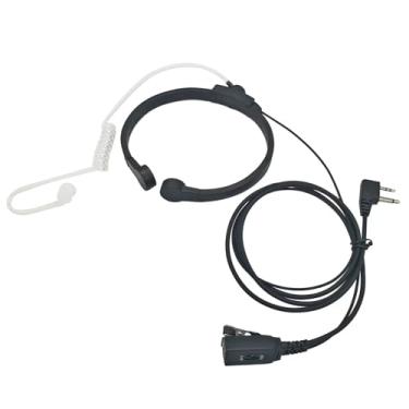 Imagem de Renastar Microfone tático de garganta de 2 pinos e fone de ouvido walkie-talkie peças de pescoço microfone de garganta com PTT VOX para Midland
