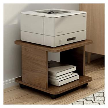 Imagem de IIPOSAQQ Suporte de impressora suporte de impressora de escritório multicamadas prateleira de impressora móvel polia doméstica rack de máquina de fax suporte de copiadora resistente prateleira de mesa
