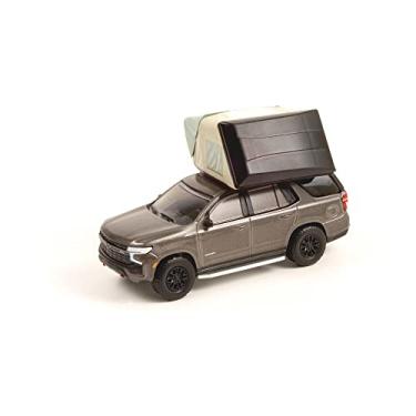 Imagem de 2021 Chevy Tahoe Z71 Gray Metallic with Modern Rooftop Tent The Great Outdoors Series 1 1/64 Diecast Model Car by Greenlight 38010 E
