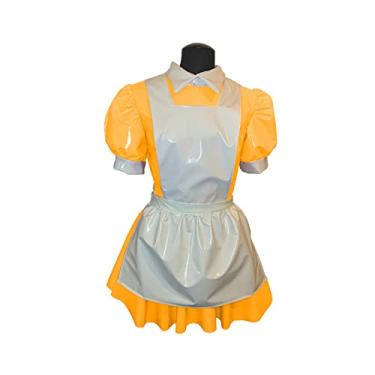 Imagem de Vestido masculino masculino manga Wetlook látex vestido rodado, amarelo, 3GG