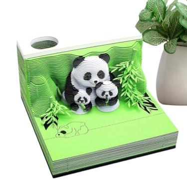 Imagem de Calendário 3D 2026 Mesa | Bloco de notas 3D com escultura de papel panda, bloco de notas decorativo para mesa de cabeceira, escola, escritório em casa, professores, estudantes universitários