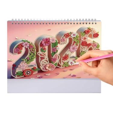 Imagem de Calendário de mesa com pintura de pedras preciosas, calendário de mesa com pintura de cristal 2026, agenda mensal, design de desenho animado para mesa, mesa, trabalho, escola, professor, família