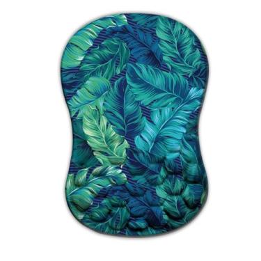 Imagem de AYKDTFN Mouse pad de folha de palmeira verde com descanso de pulso, mouse pad ergonômico para plantas, suporte de pulso, antiderrapante, macio com design de massagem, computador Keboard PC, mousepad