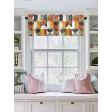 Imagem de Cortina curta estilo nórdico estilo nórdico abstrato, bloco de cores, bloco de cores, geométrico, abstrato, estilo nórdico, tratamento de janelas para quarto, sala de estar, banheiro, 107 x 30 cm, 1