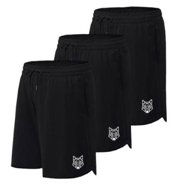 Imagem de Kit 3 Bermudas Dry Lobo Academia Esporte Alpha Co UseAlpha