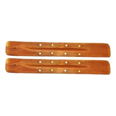 Imagem de 2 Incensários Porta Incenso Madeira Canaleta