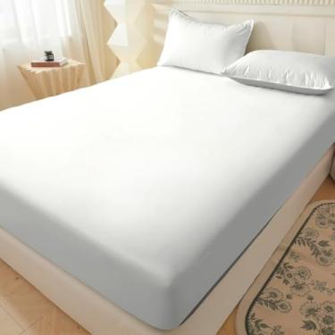 Imagem de Jogo de lençol com de 02 03 Preço Não Desbota Conjunto de Capa de Colchão Solteiro Casal Queen King(BRANCO,SOLTEIRO)