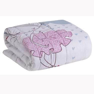 Imagem de Kit Edredom Solteiro Infantil Juvenil Bailarina Rosa Hipercal 400 Fios 5 Peças 240x180cm com Fronha Porta Travesseiro e Capas de Almofada