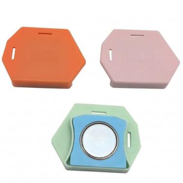 Imagem de Pacote com 3 guias de costura magnética para máquina de costura – Guia de borda poligonal verde com escala