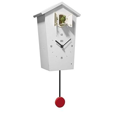 Imagem de KOOKOO Birdhouse Relógio de cuco branco, design moderno com 12 vozes de pássaros naturais ou gritos de cuco