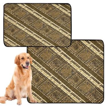 Imagem de CEBUGI Almofadas de xixi laváveis para cães, pacote com 2, almofadas impermeáveis para filhotes de cachorro, antiderrapante, à prova de vazamento, para cama de cercadinho, padrão retrô