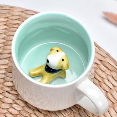 Imagem de Arawat Caneca fofa de cachorro com animal dentro de canecas de café de cerâmica fofas estampas de cães xícaras de chá engraçadas com colher e alça presente exclusivo para mulheres amigas novidade