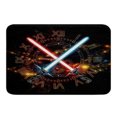 Imagem de Feelyou Tapetes de banheiro infantis com sabre de luz 50,8 cm x 81,3 cm com padrão de rodas dentadas para banheiro para meninos e meninas 3D azul neon vermelho tapetes de banho para chuveiro,