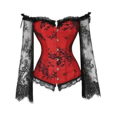 Imagem de Top Corset Vintage Gótico Floral Em Renda plus Size Para Mulheres, Sex