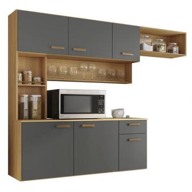 Imagem de Armario Cozinha Suspensa Manu 6 Portas e 1 Gaveta - Poliman, Freijo UV