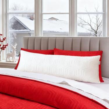 Imagem de Querencia Capa de almofada acolchoada de veludo 35 x 91 cm, capa de almofada de veludo, fronha decorativa lombar, travesseiro longo, costura geométrica (branca)