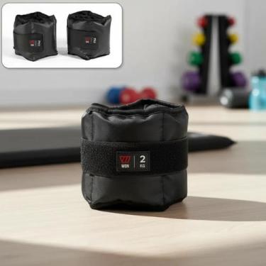 Imagem de Kit Par de Caneleira Tornozeleira de Peso 2 kg WON Preto Fitness Acade