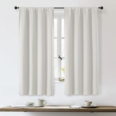 Imagem de OWENIE Cortinas blackout naturais Sally para quarto de 153 cm de comprimento, conjunto de 2 painéis, cortinas blackout com isolamento térmico sólido, com isolamento térmico, bolso para varão, cortinas