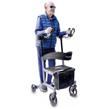 Imagem de Andador para Idosos e Adultos com Assento, Apoio de Braço e Encosto, até 136 Quilos, LifeWalker, Prata