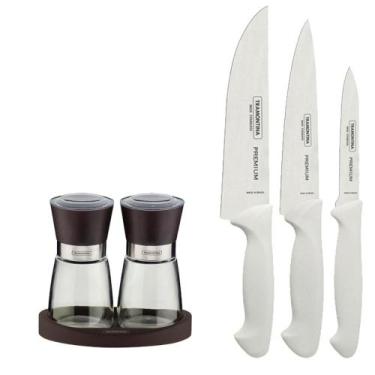 Imagem de KIT - Faqueiro Premium 3 Peças + 1 Moedor de Sal e Pimenta em Cerâmica