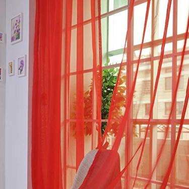 Imagem de Painéis de Cortina Transparente Tule com Bolsa para Vara Sólida Malha Moderna Decoração Quarto Sala Estar Porta