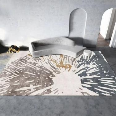 Imagem de Tapete decorativo abstrato para sala de estar, decoração simples, tapete para quarto, antiderrapante, fácil de limpar, tapete para mesa de centro (100x200cm 39,4x78in/Sem fiapos)
