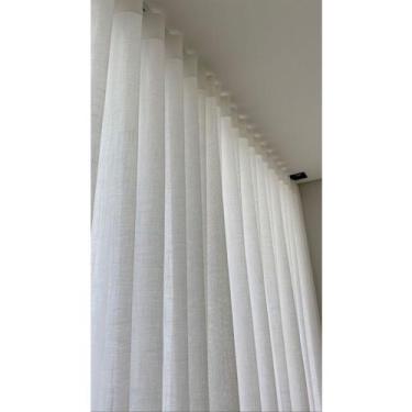 Imagem de Cortina gaze de linho 4m x 2,60m sem forro trilho suiço branco - DECOR