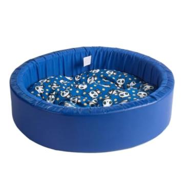 Imagem de Cama Caminha Pet Redonda Fundo impermeável com Almofada removível Fácil lavagem para cães e gatos(G,Azul/Estampa variadas)