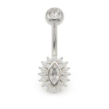 Imagem de Piercing Prata 925 Para Umbigo Com Zircônia Losango Cristal - Princesa